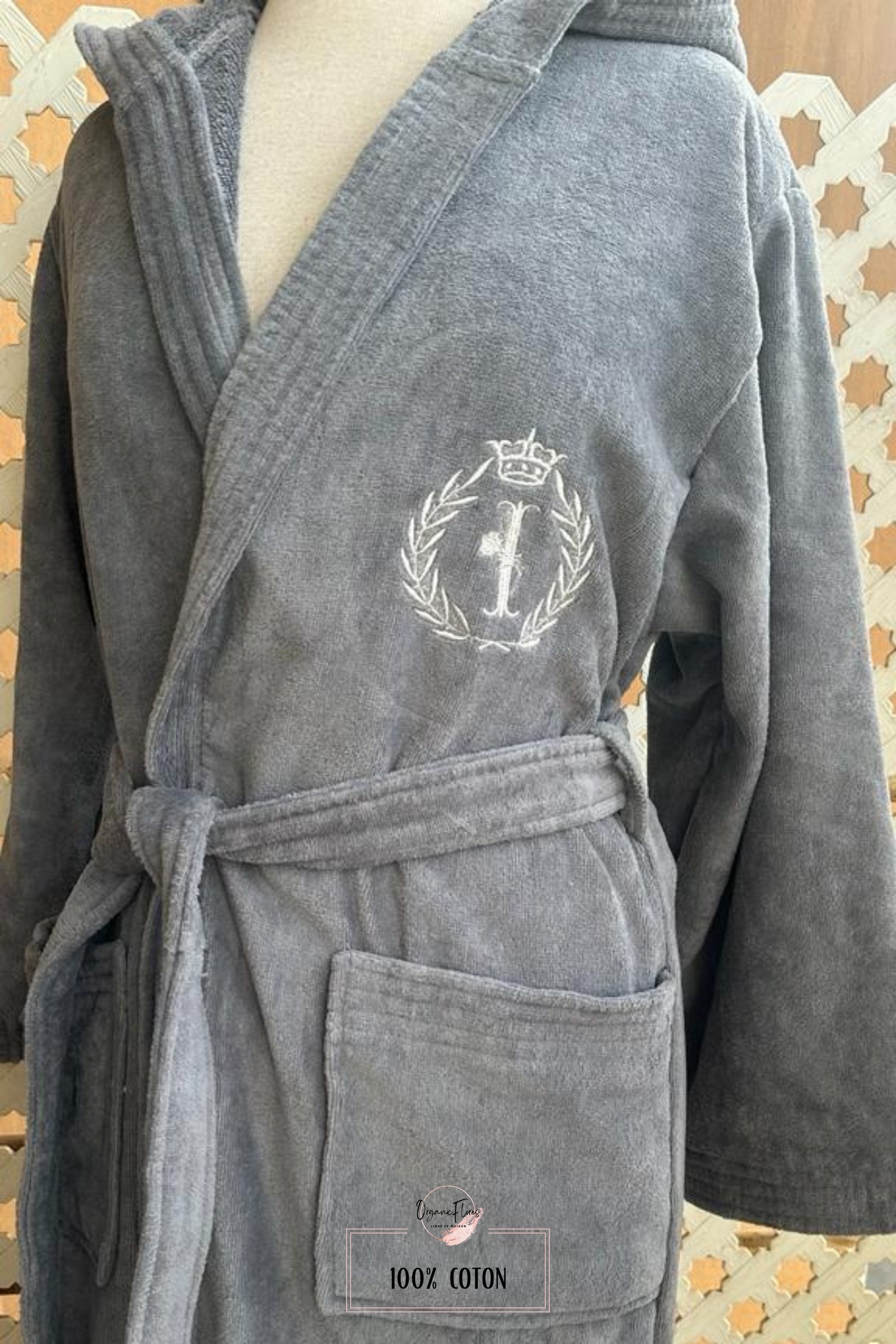 Peignoir Personnalisé Solo Mio – Éponge Coton Hydrophile 380-400 G/m² – Capuche – Broderie Nom Ou Initiales – Made In Italie
